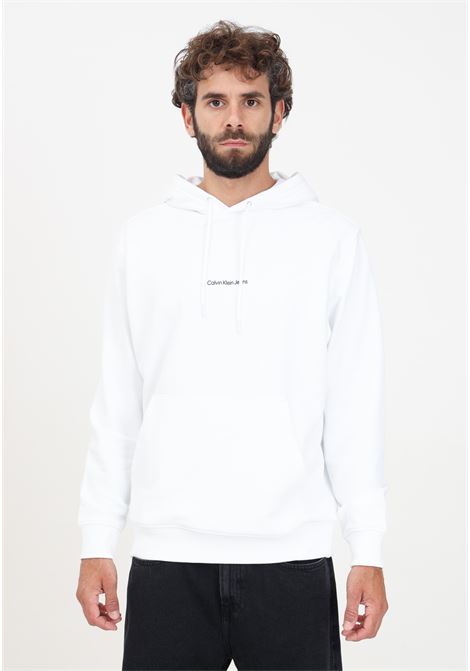 Felpa con cappuccio bianca da uomo caratterizzata da logo grafico Calvin Klein CALVIN KLEIN JEANS | J30J325639YAFYAF